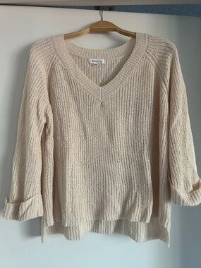 Miracle Cream V-Neck Lightweight Oversized Knit Sweater
